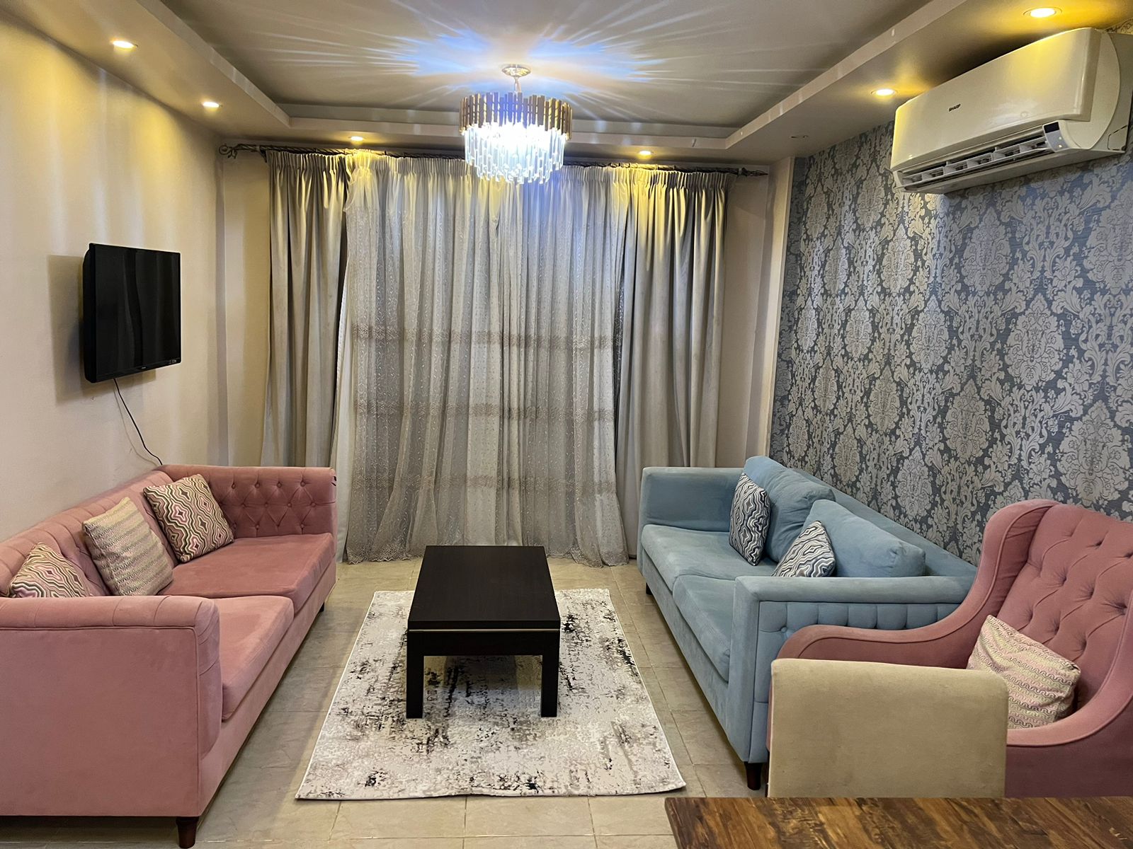 شقة في مدينتي 107 م2 للإيجار مفروش بحري 25,000 ج 